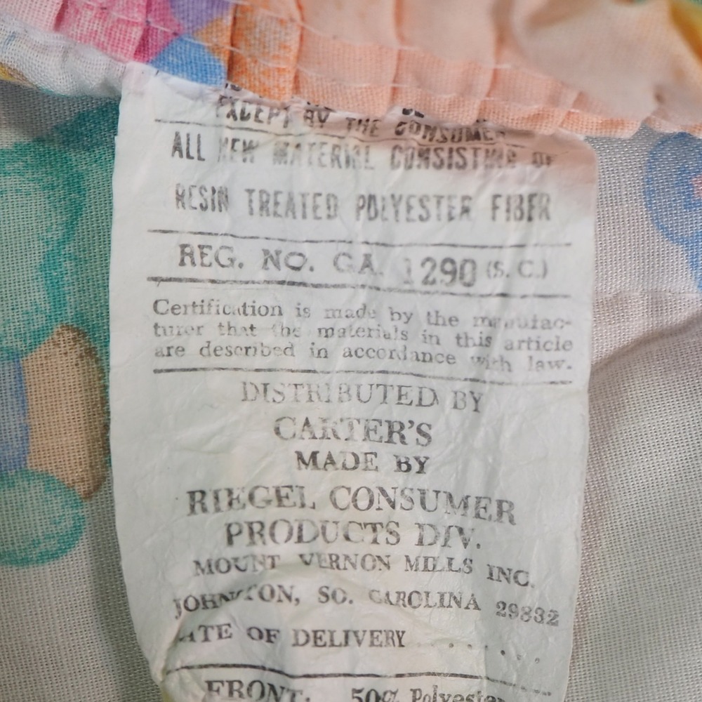 Vintage Carter's Pastel Ruffle Quilt Teddy Bears Honey Bees Blanket Reversible - Picture 9 of 11